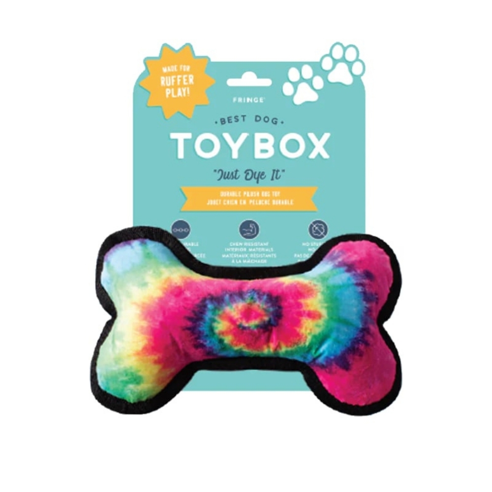 Tie Dye Plush Durable Bone Dog Toy New